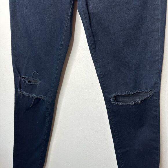 J Brand Crop Raw Hem Mid Rise Super Skinny Dark Blue Mercy Distressed Jeans 27 - Picture 3 of 14